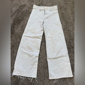 Zara straight marine wide leg beige/light blue jeans kids girls size 8